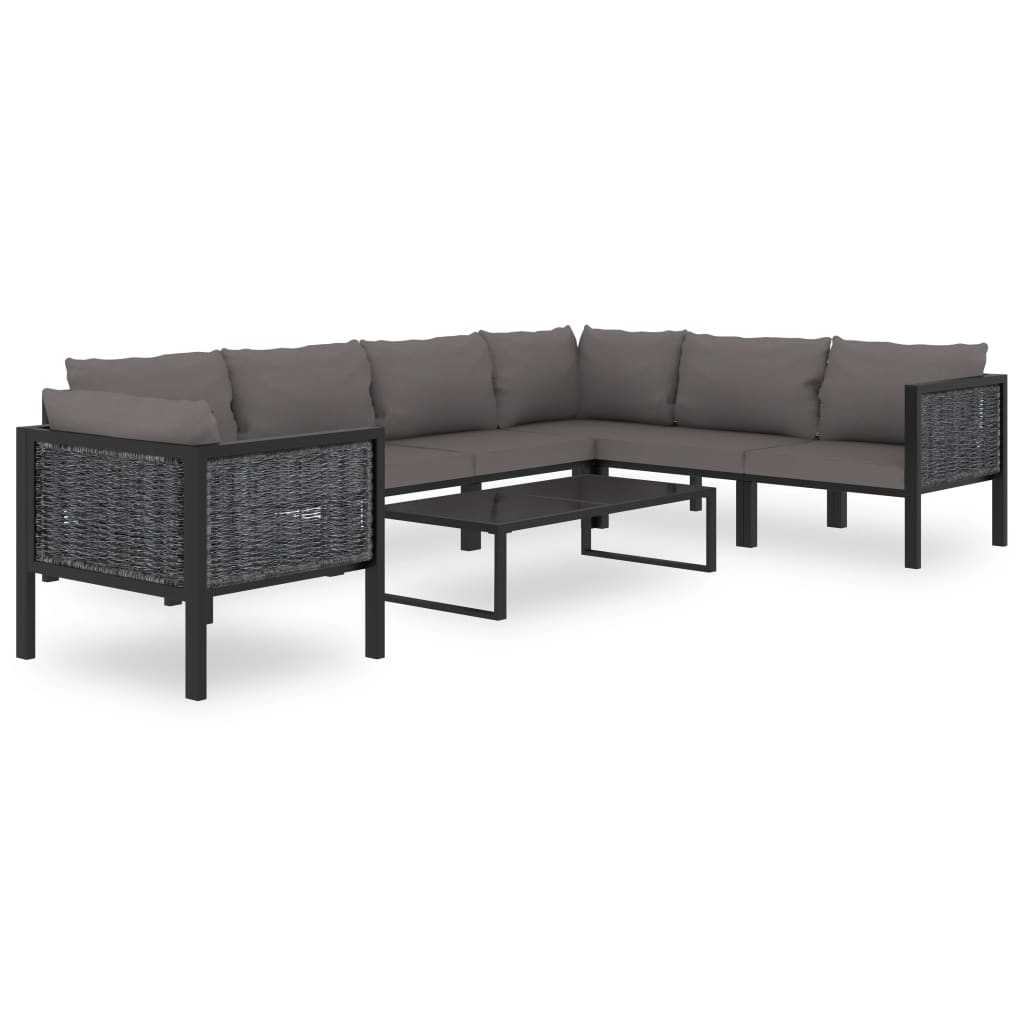 Set mobilier de exterior din 8 piese cu perne vidaXL, Poliratan, 264 x 200 x 64 cm, Antracit