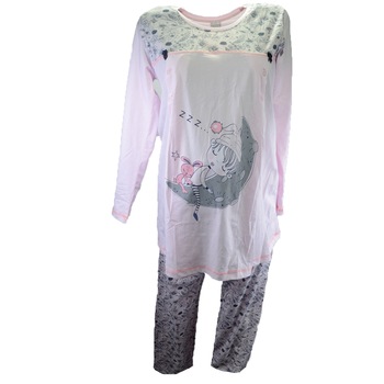 Pijama cu maneca lunga pentru gravide si alaptat Nicoletta 7344, Roz L Pijama cu maneca lunga pentru gravide si alaptat Nicoletta 7344, Roz L