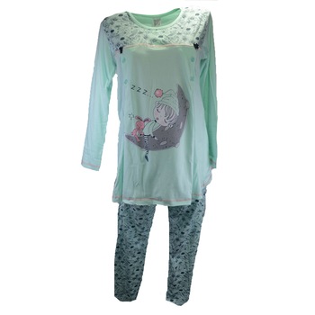 Pijama cu maneca lunga pentru gravide si alaptat Nicoletta 7344-1, Verde M Pijama cu maneca lunga pentru gravide si alaptat Nicoletta 7344-1, Verde M