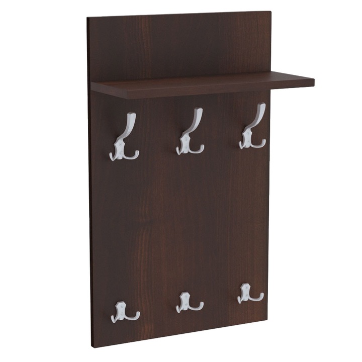 Cuier Medi Walnut, MDF, Maro/Gri, 90x50 cm