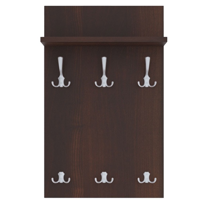 Cuier Medi Walnut, MDF, Maro/Gri, 70x40 cm