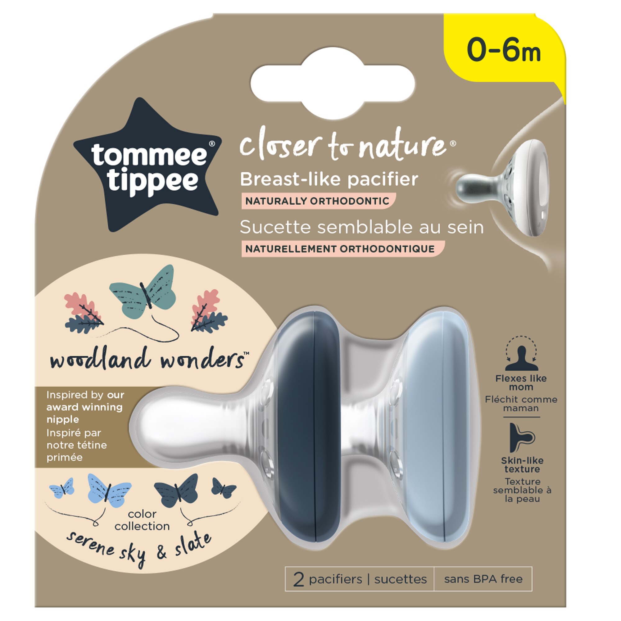 Suzeta Tommee Tippee Closer to Nature, 0-6 luni, 2 buc, Gri