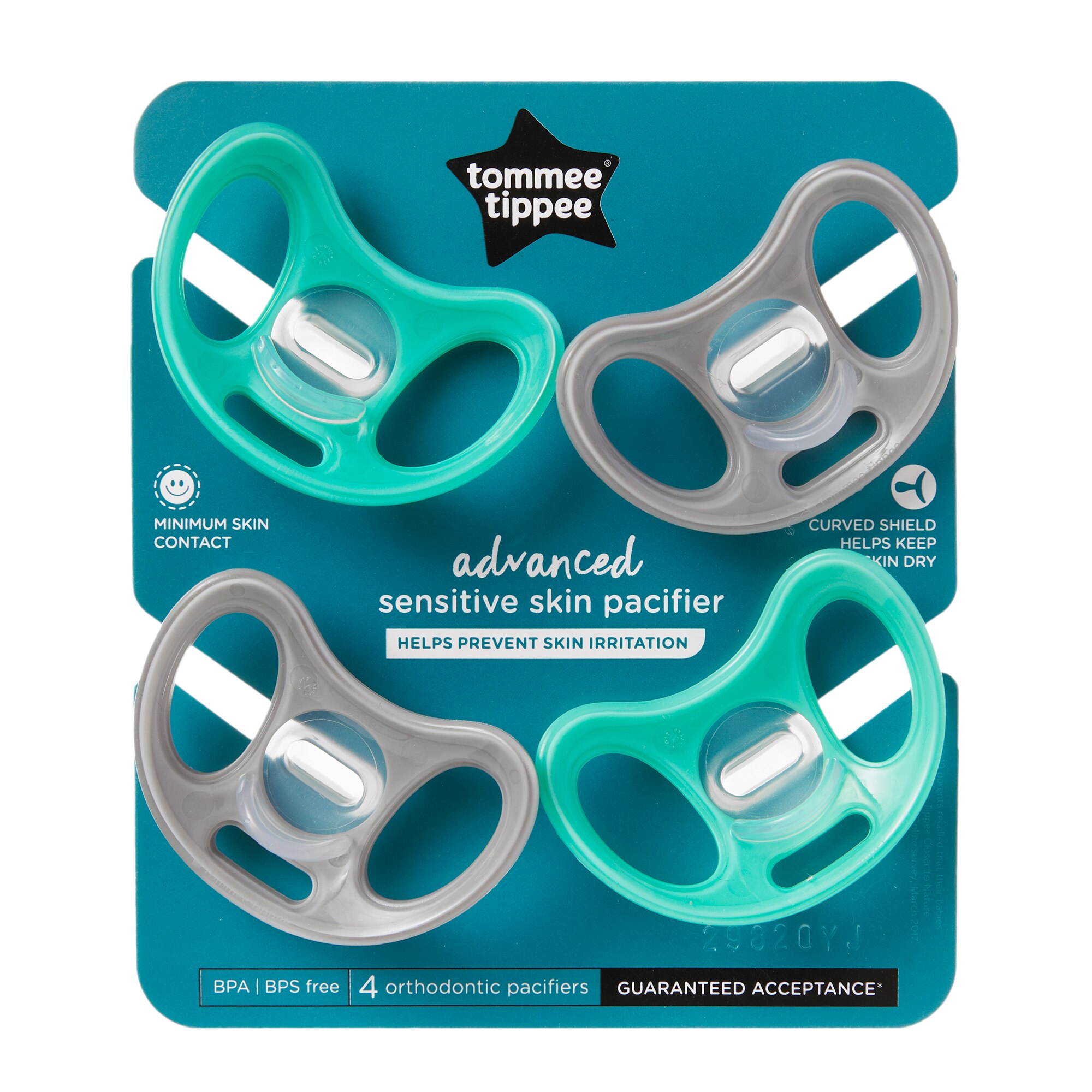 Suzeta Tommee Tippee Sensitive, 6-18 luni, 4 buc, Alb/Turcoaz