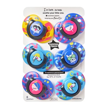 Suzeta ortodontica de zi Tommee Tippee Fun, 6-18 luni, 6 buc, Multicolor Suzeta ortodontica de zi Tommee Tippee Fun, 6-18 luni, 6 buc, Multicolor