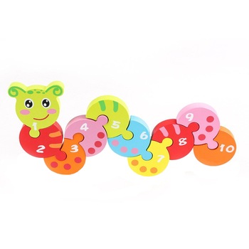 Puzzle din lemn, 3D, Invata cifrele, Omida, WD9541 RCO® Puzzle din lemn, 3D, Invata cifrele, Omida, WD9541 RCO®