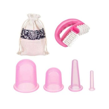 Set de masaj cu rola si ventuze din cauciuc si saculet de depozitare, 6 elemente Set de masaj cu rola si ventuze din cauciuc si saculet de depozitare, 6 elemente