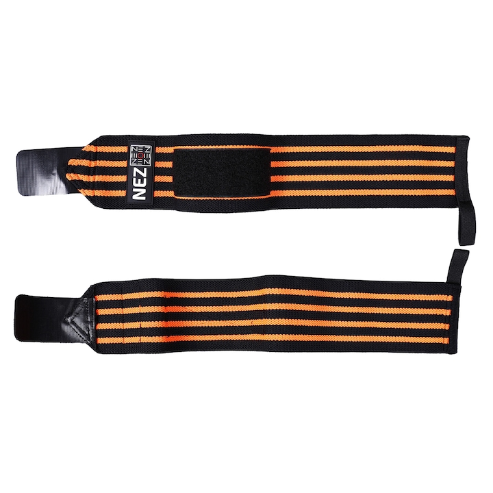 Fase Elastice NEZ Wrist Wraps 52cm Orange - Protectie incheieturi cu Bucla Deget si Scai