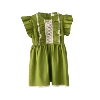 Rochie cu umeri bufanti, Kids, Verde, 104 cm Rochie cu umeri bufanti, Kids, Verde, 104 cm