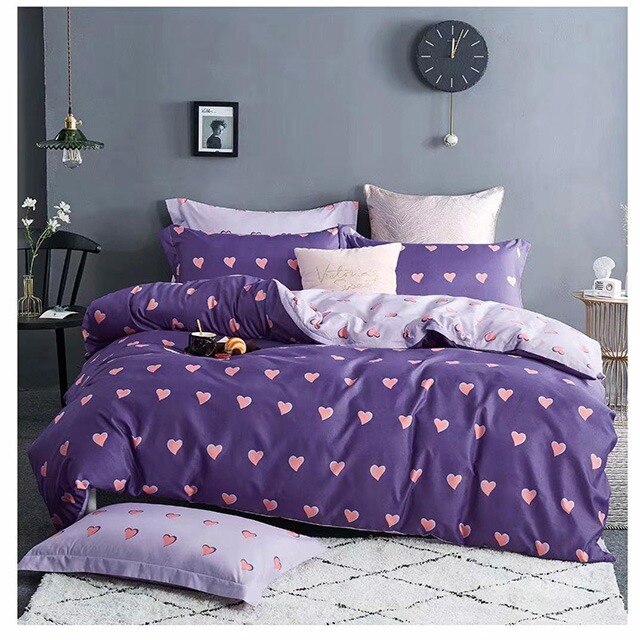 Lenjerie de pat, Pucioasa, Bumbac Satinat, 4 piese, 2 Persoane,005-P, 200 x 230cm