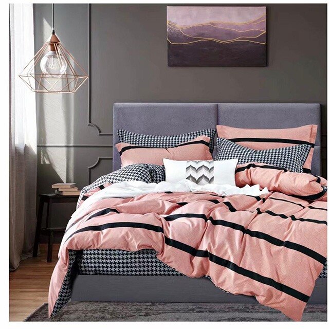 Lenjerie de pat, Pucioasa, Bumbac Satinat, 4 piese, 2 Persoane, 001-P, 200 x 230cm