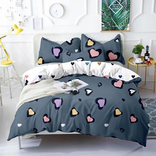 Lenjerie de pat, Pucioasa, Bumbac Satinat, 4 piese, 2 Persoane, 002-P, 200 x 230cm