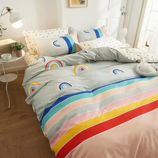 Lenjerie de pat, Pucioasa, Bumbac Satinat, 4 piese, 2 Persoane, 016-P , 200 x 230cm