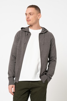 !Solid, Cardigan cu gluga si fermoar Raxton, Gri inchis melange, S !Solid, Cardigan cu gluga si fermoar Raxton, Gri inchis melange, S