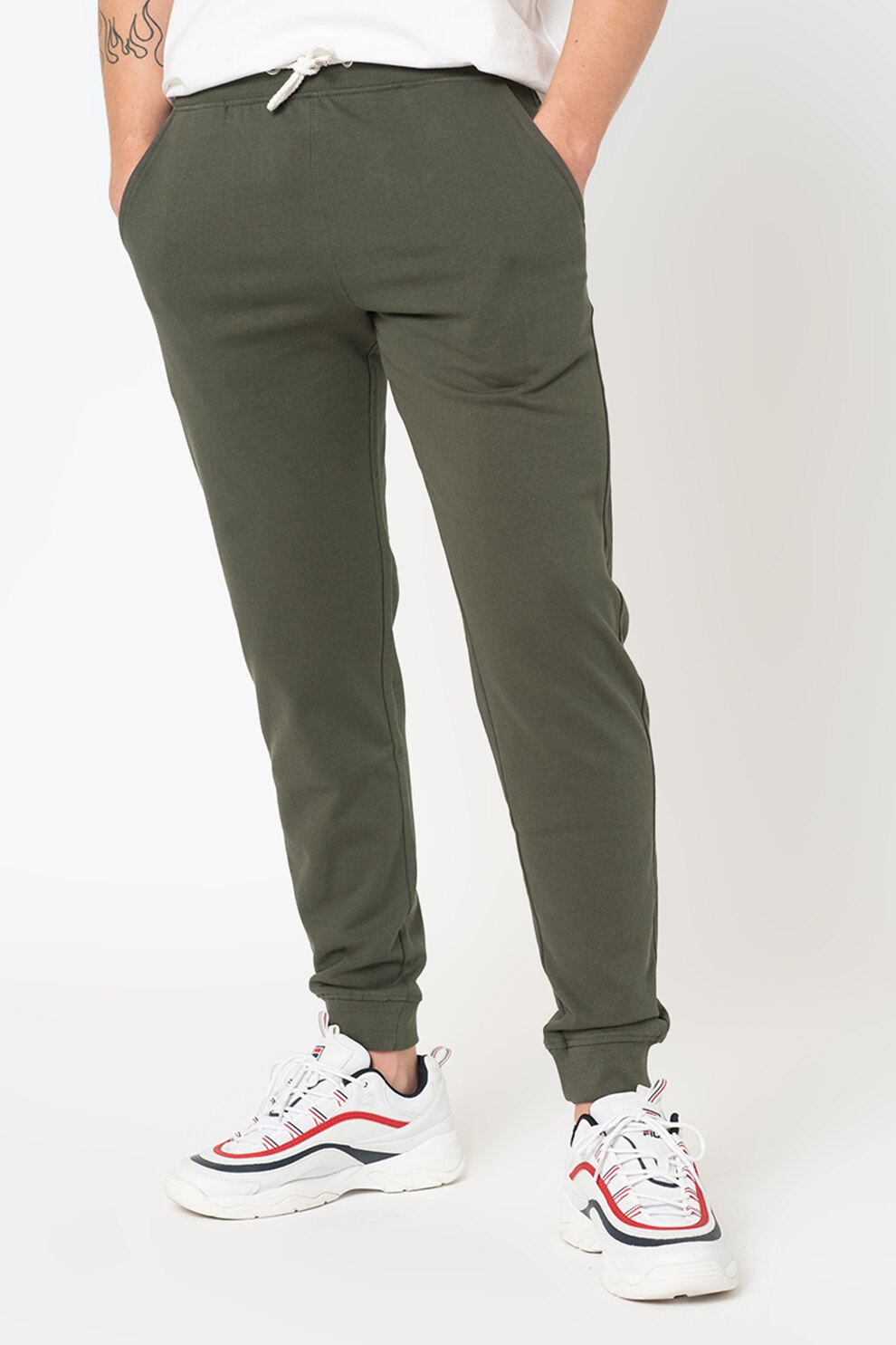 !Solid, Pantaloni sport cu snur in talie Morgan, Verde marin