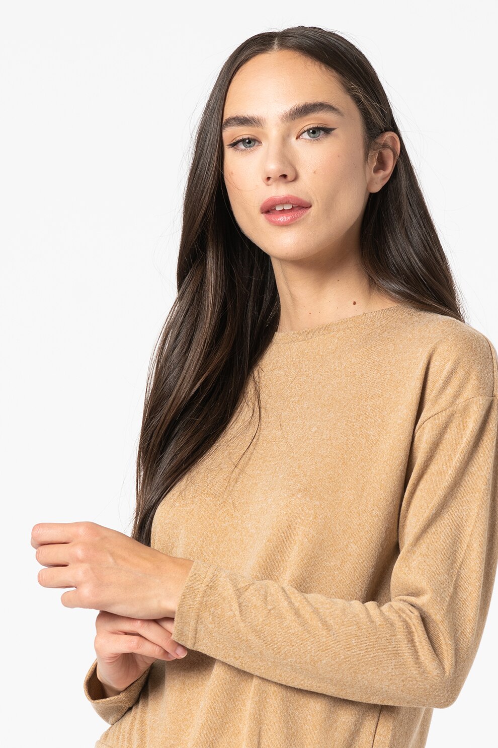 b.young, Pulover cu decupaj pe spate, maro melange