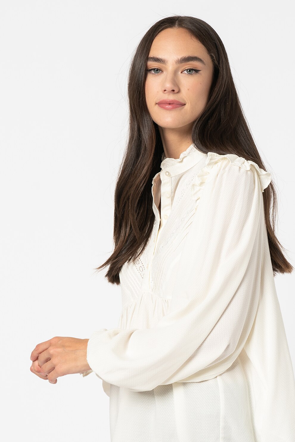 b.young, Bluza cu volane, Crem