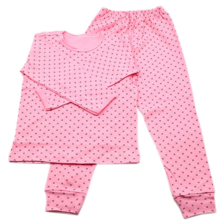Детска пижама Розов модел на черни точки
