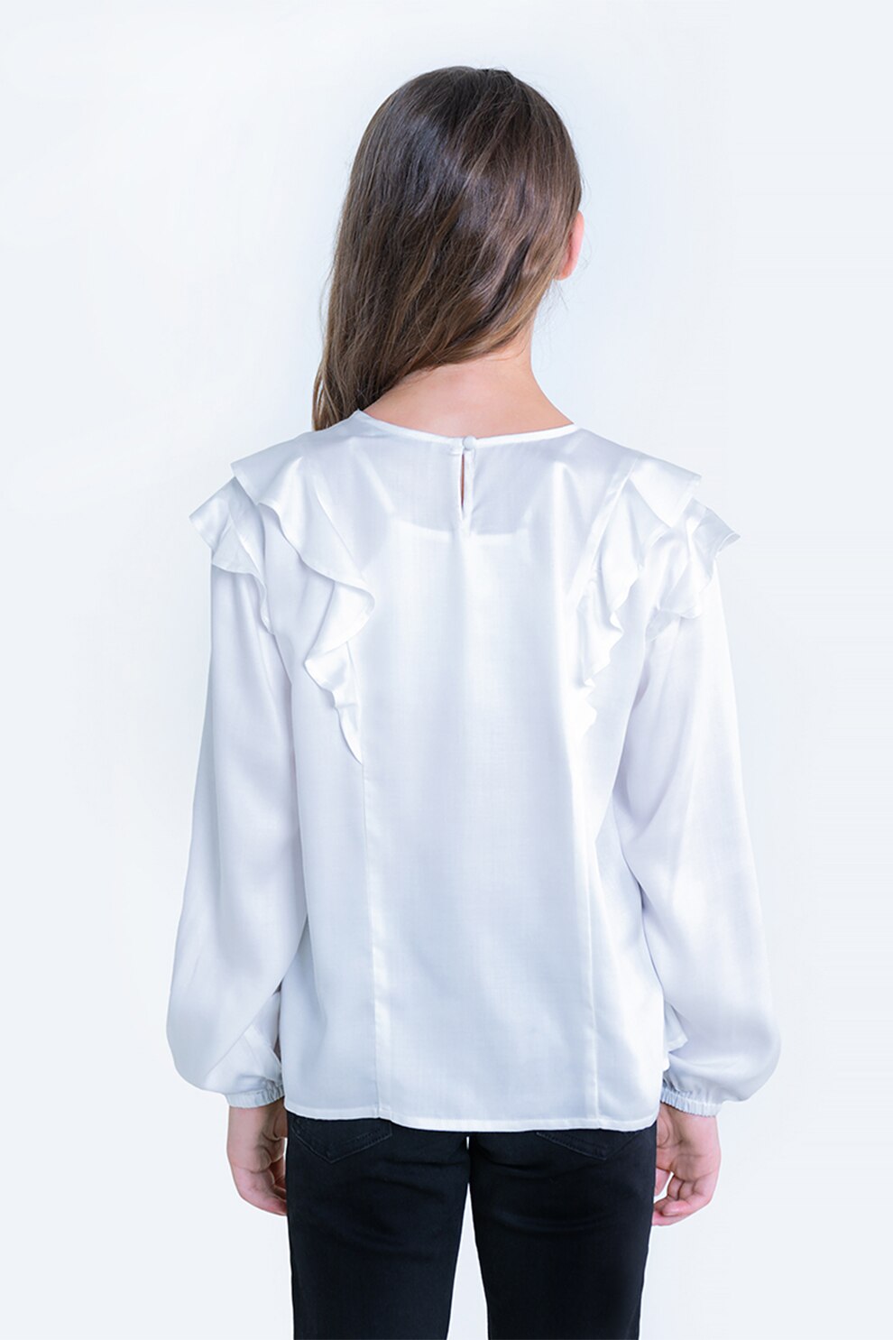 Big Star, Bluza din modal cu volane, Alb