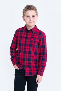 Big Star, Camasa in carouri cu buzunare pe piept, Rosu/Bleumarin Big Star, Camasa in carouri cu buzunare pe piept, Rosu/Bleumarin