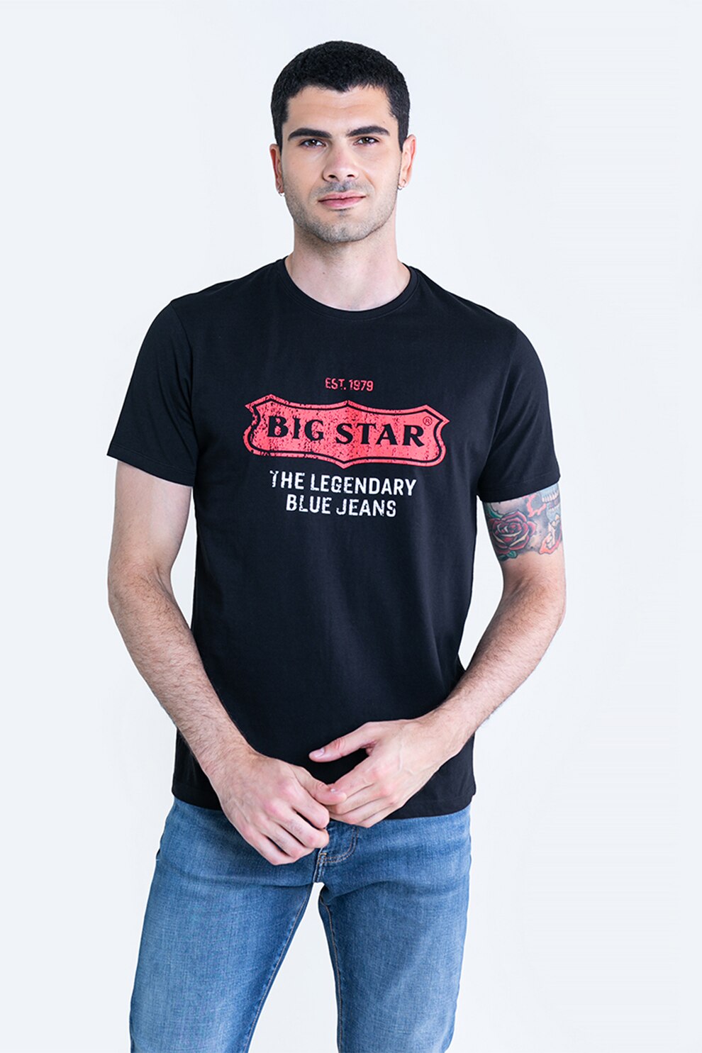 Big Star, Tricou de bumbac cu imprimeu logo, Bleumarin