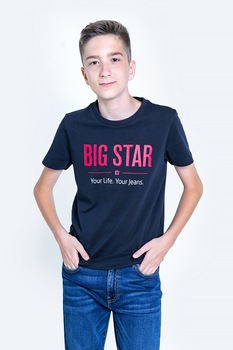Big Star, Tricou de bumbac cu imprimeu logo, Bleumarin Big Star, Tricou de bumbac cu imprimeu logo, Bleumarin