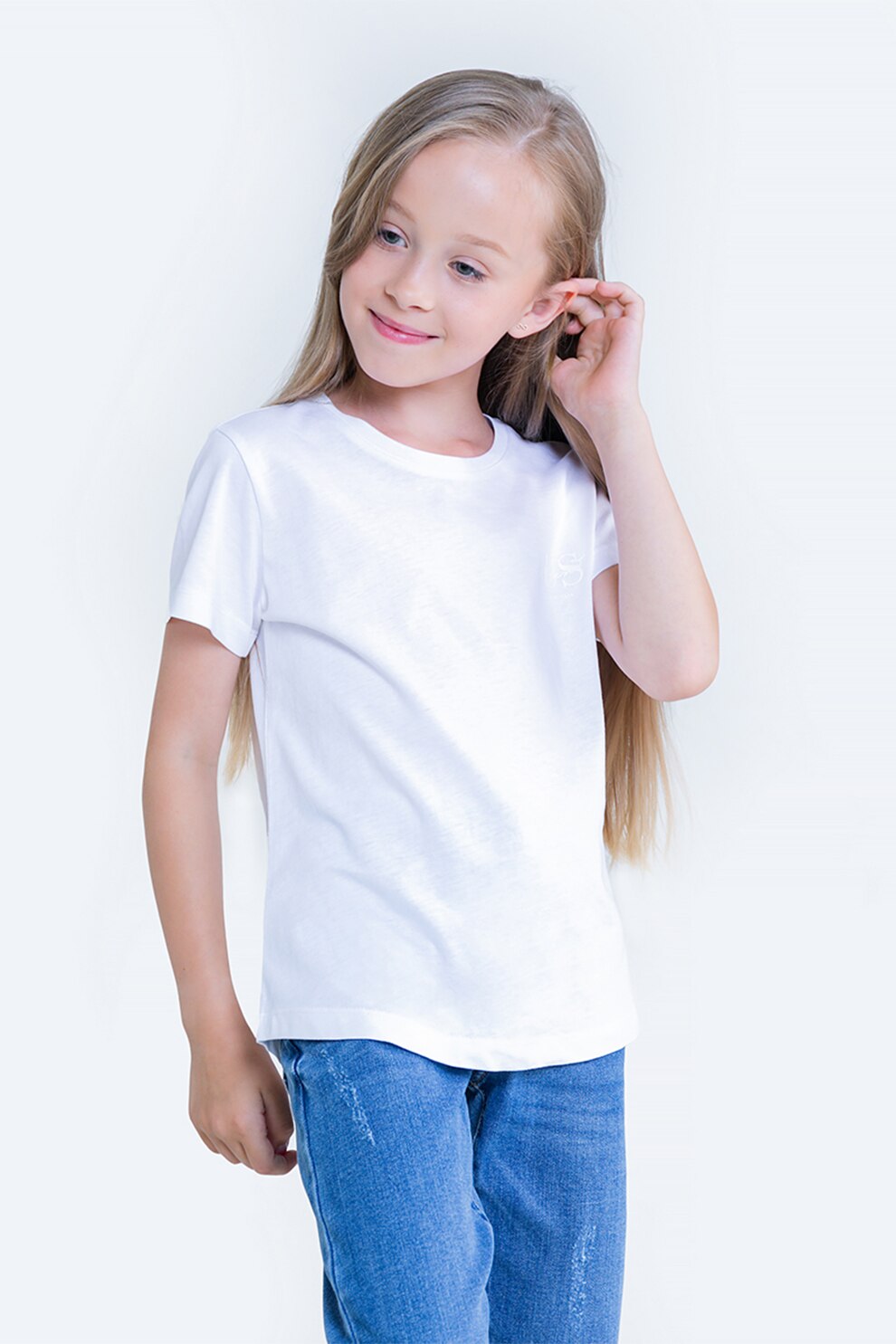 Big Star, Tricou de bumbac cu decolteu la baza gatului, Alb
