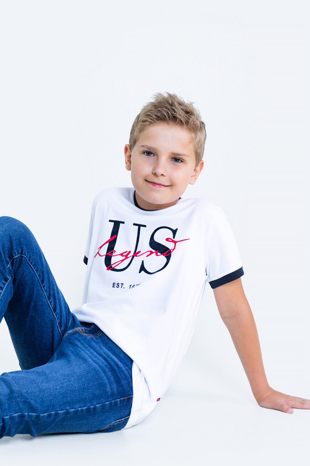 Big Star, Tricou cu imprimeu logo, Alb/Bleumarin