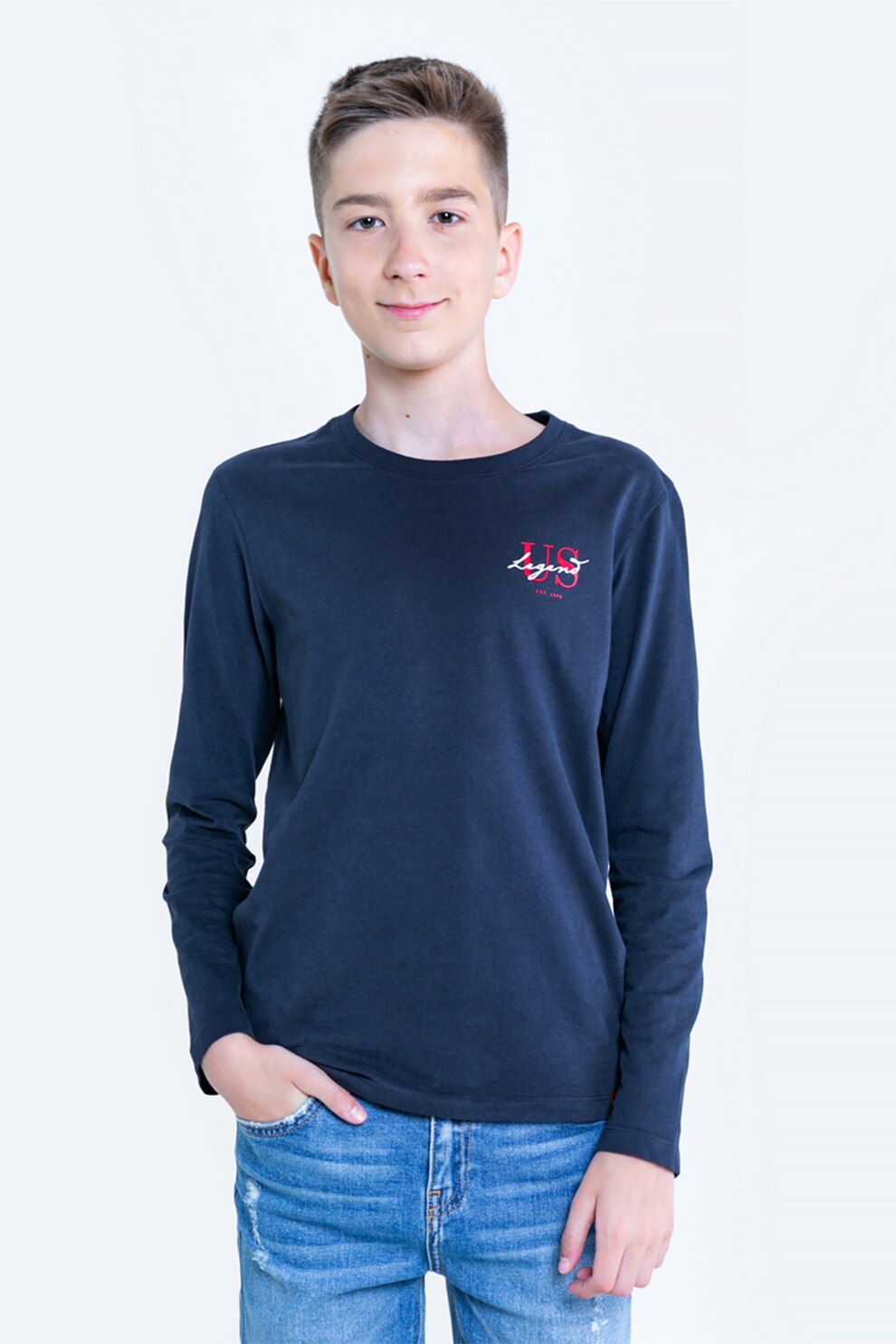 Big Star, Bluza de bumbac cu detaliu text, Bleumarin