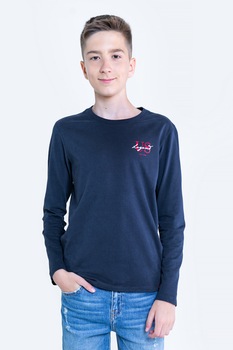 Big Star, Bluza de bumbac cu detaliu text, Bleumarin Big Star, Bluza de bumbac cu detaliu text, Bleumarin