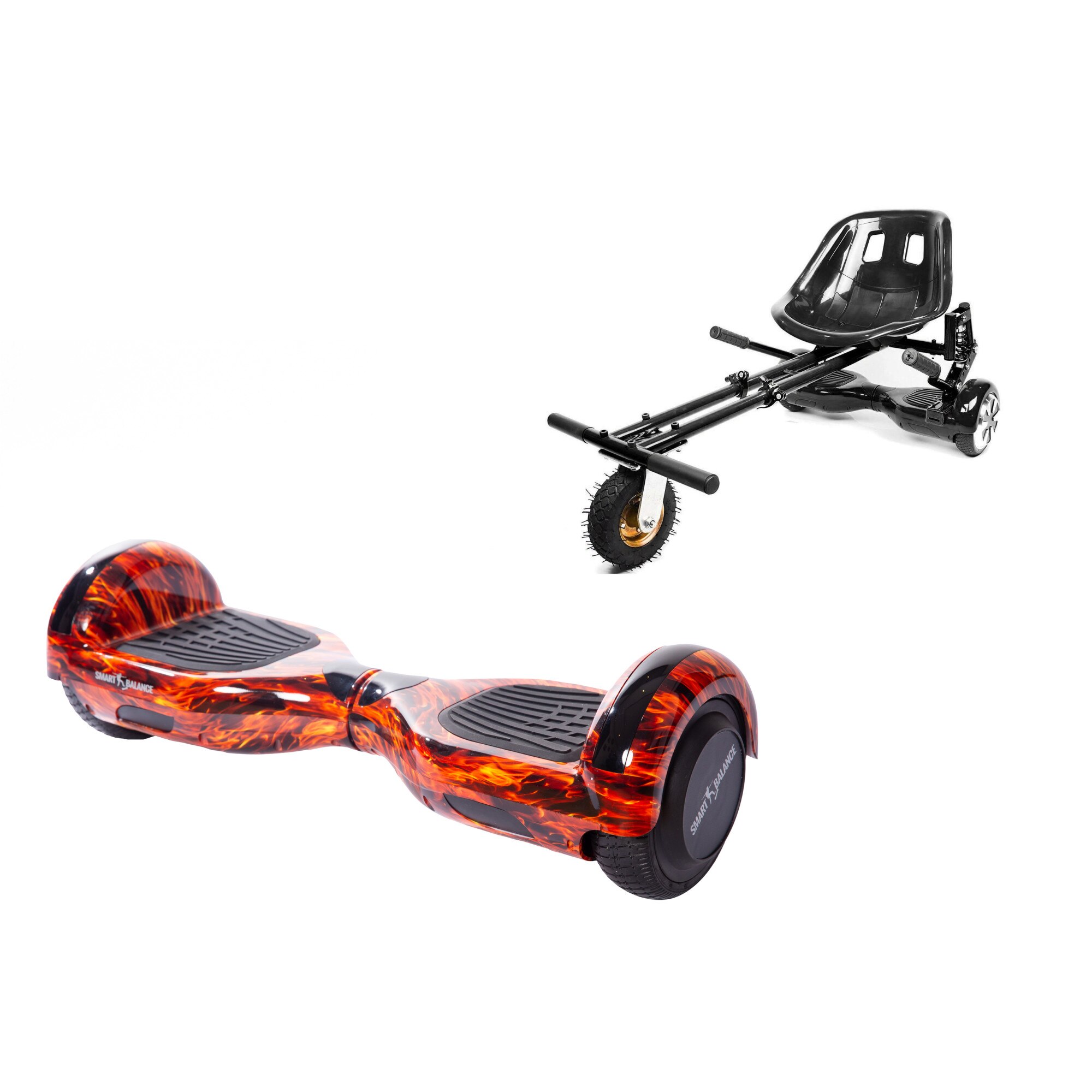 Pachet Hoverboard Smart Balance™, Regular Flame si Hoverseat cu Suspensii, Bluetooth, Boxe incorporate, AutoBalans, Geanta de transport, 700W, led-uri