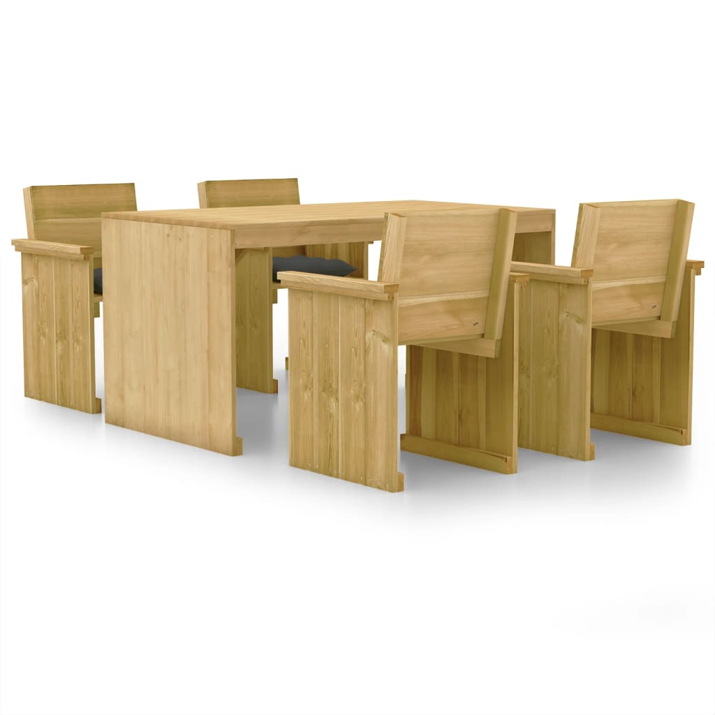 Set mobilier de gradina cu perne, 5 piese, lemn de pin tratat