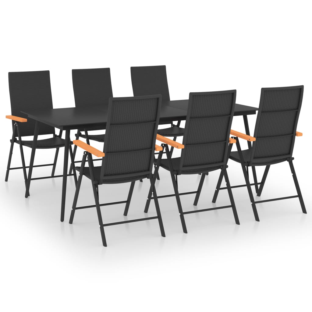 Set mobilier de gradina, 7 piese, negru si maro