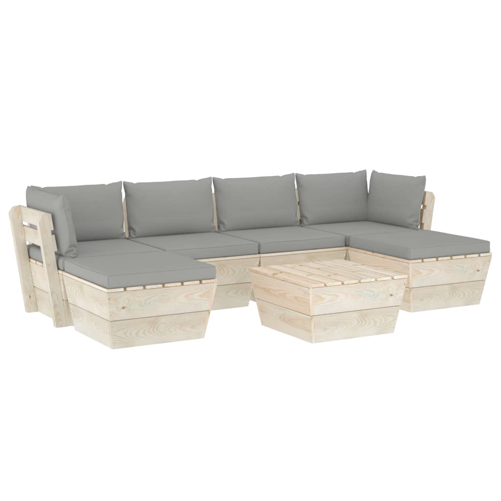 Mobilier de gradina cu 5 piese cu perne gri inchis, vidaXL, Lemn, 60 x 60 x 65 cm, Gri inhcis