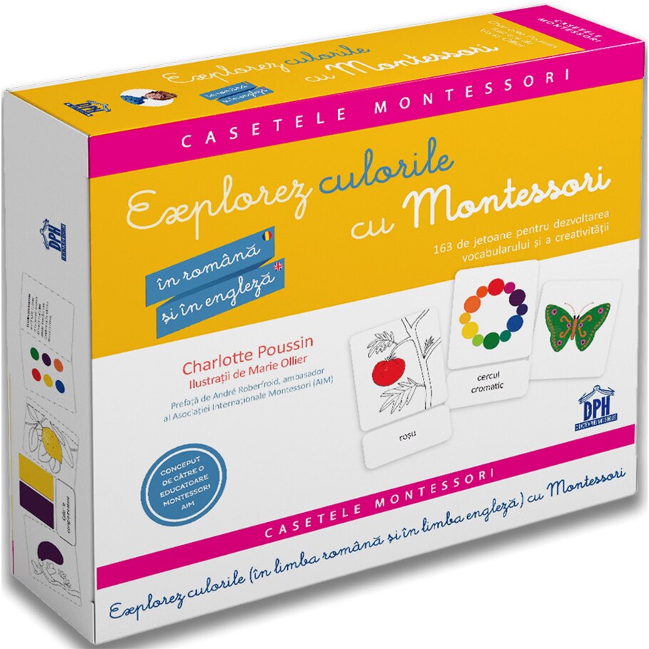Casetele Montessori - Explorez culorile cu Montessori - in romana si in engleza - 163 de jetoane pentru dezvoltarea vocabularului si a creativitatii, Charlotte Poussin