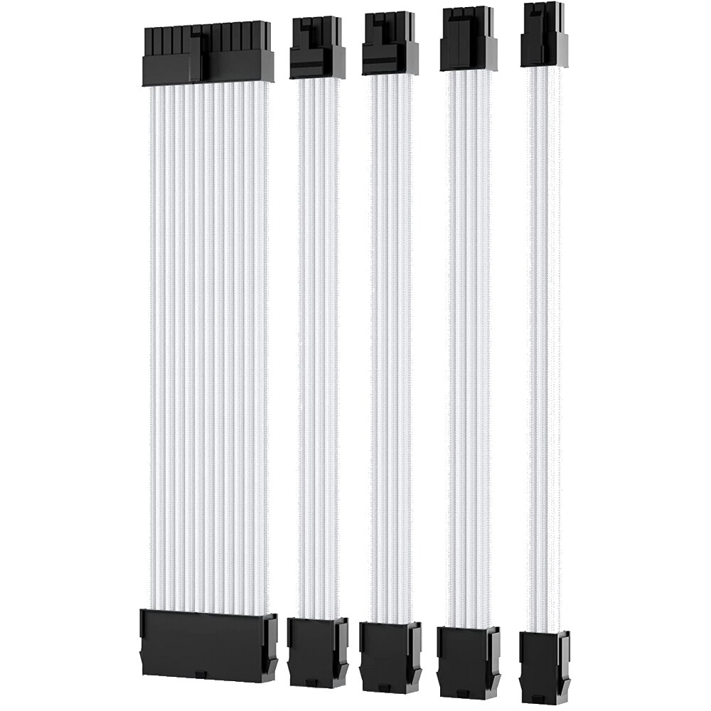 Kit 6 cabluri prelungire impletitе Thermaltake TtMod, Alb