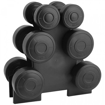 Set gantere 12 kg cu suport inclus, negru, TheWay Fitness Set gantere 12 kg cu suport inclus, negru, TheWay Fitness