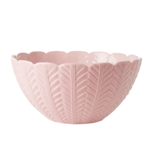 Bol De Ceramica Rice Cu Model, Roz, 13x26cm