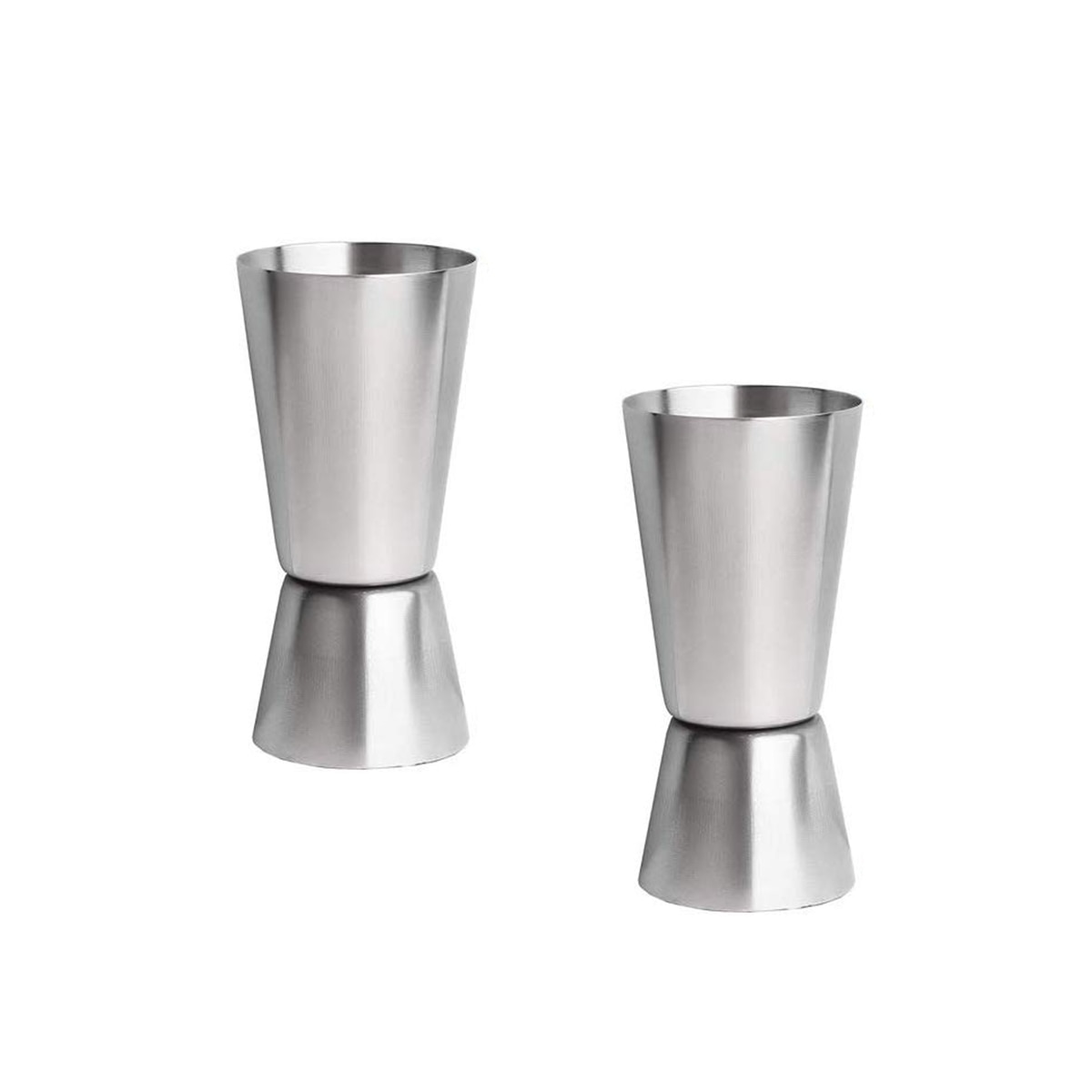 Set 2 pahare duble ExeQianming, Masurare cocktail, 25 ml / 45 ml, Otel inoxidabil, Argintiu