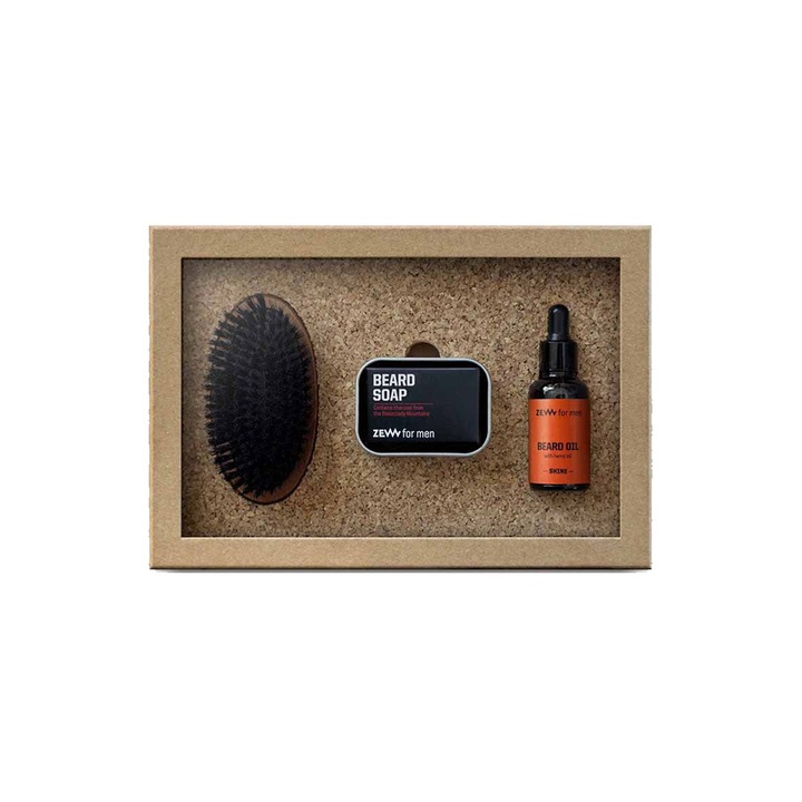 Комплект грижа за брадата Simple Lumberjack HEMP Shine ZEW for men, С конопено масло, 4 продукта