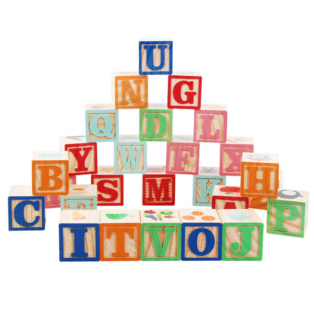 Cuburi de lemn cu litere, cifre, animale, fructe sI legume, 26 piese, WD9545 RCO®