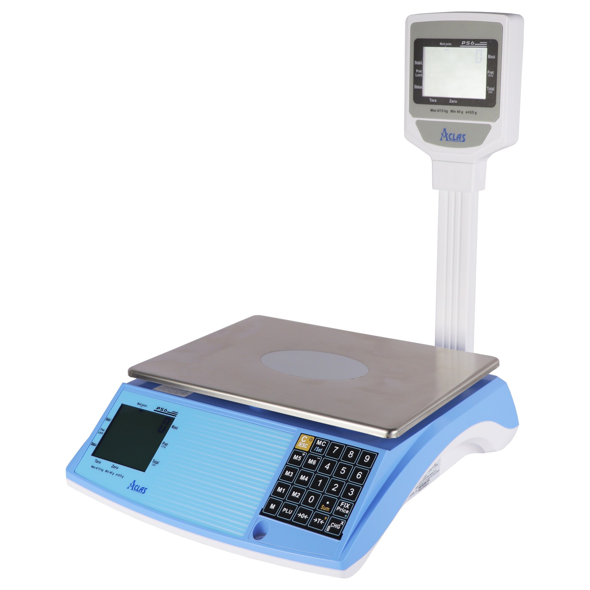 Cantar comercial ACLAS PS6XB 6/15 Kg, cu brat , cu acumulator Li-ion, avizat metrologic