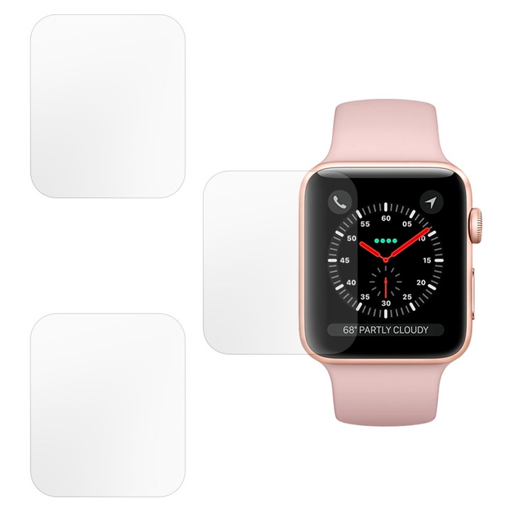 3 db SILKASE matt fólia készlet Apple Watch 3-hoz 42 mm, szilikon, megújuló, teljes kijelzős