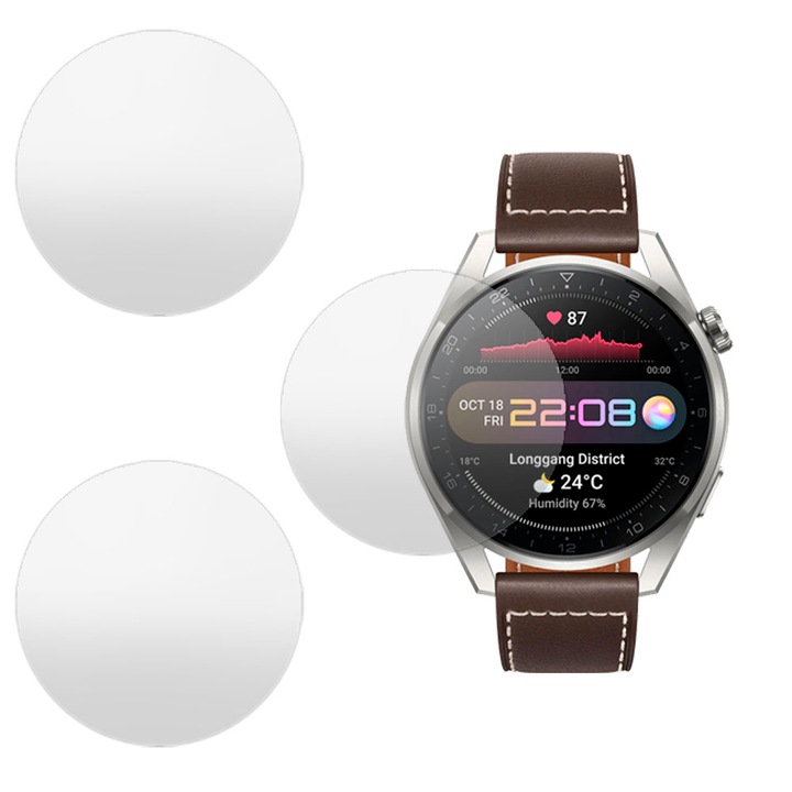 Set 3 folii mate SILKASE pentru Huawei Watch 3 Pro, silicon, regenerabil, Full-display
