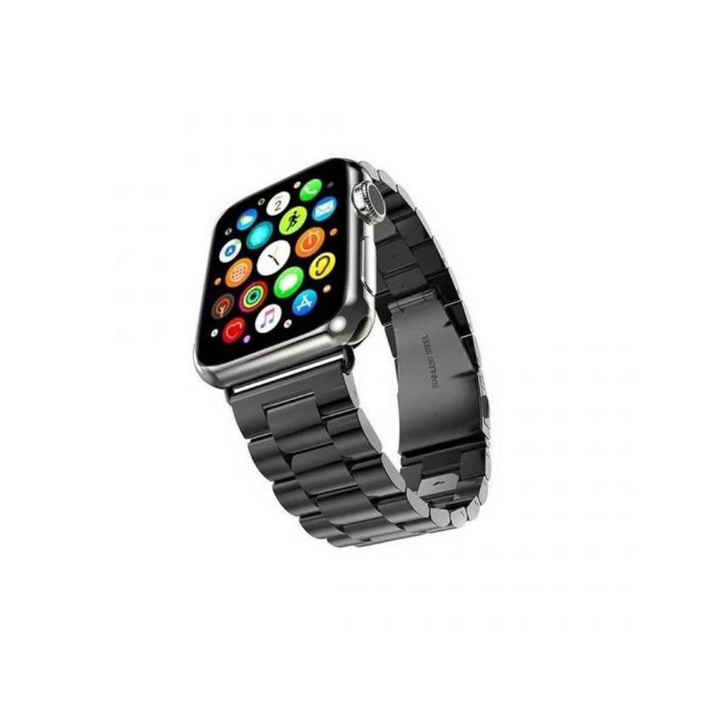 Curea Mercury Clasic Metal pentru Apple Watch 4/5/6/SE 44 mm, Otel Inoxidabil, Negru