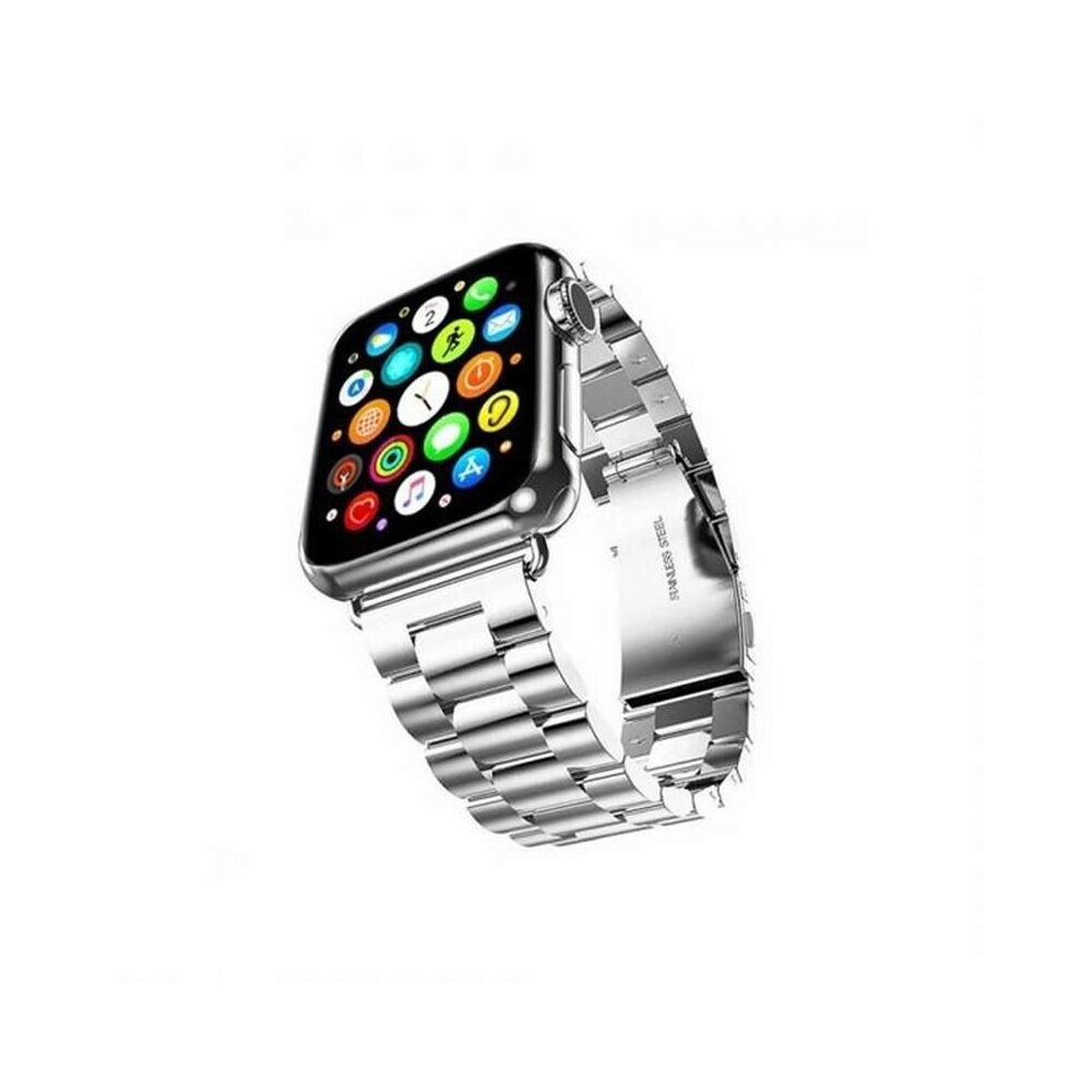 Curea Mercury Clasic Metal pentru Apple Watch 4/5/6/SE 44 mm, Otel Inoxidabil, Argintiu