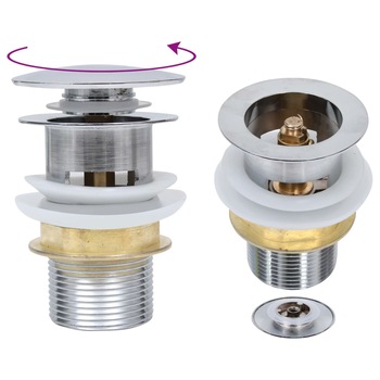 Ventil de scurgere cu push fara functie de preaplin vidaXL, Alama, 6.4 x 6.4 x 9.1 cm, Nichel Ventil de scurgere cu push fara functie de preaplin vidaXL, Alama, 6.4 x 6.4 x 9.1 cm, Nichel