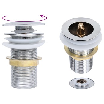 Ventil de scurgere cu push fara functie de preaplin vidaXL, Alama, 6.4 x 6.4 x 9.1 cm, Argintiu Ventil de scurgere cu push fara functie de preaplin vidaXL, Alama, 6.4 x 6.4 x 9.1 cm, Argintiu