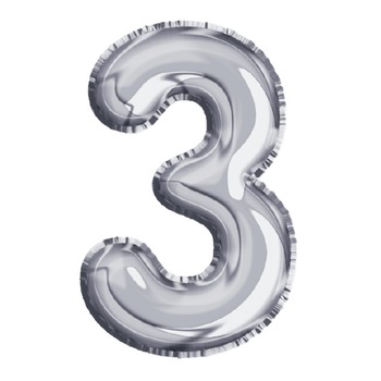 Balon din Folie de aluminiu, Argintiu, Cifra 3, diametru 40 cm, Robentoys Balon din Folie de aluminiu, Argintiu, Cifra 3, diametru 40 cm, Robentoys
