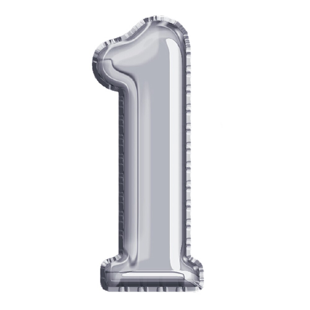 Balon din Folie de aluminiu, Argintiu, Cifra 1, diametru 40 cm, Robentoys