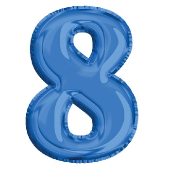 Balon din Folie de aluminiu, Albastru, Cifra 8, diametru 81 cm, Robentoys